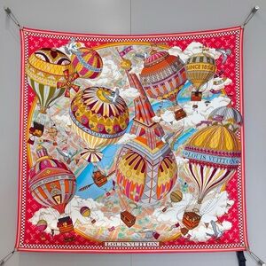 Louis Vuitton Hot Air Balloon Silk Scarf - Red, Gold, Blue